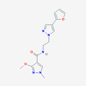 molecular formula C15H17N5O3 B2923148 N-(2-(4-(furan-2-yl)-1H-pyrazol-1-yl)ethyl)-3-methoxy-1-methyl-1H-pyrazole-4-carboxamide CAS No. 2034377-48-3