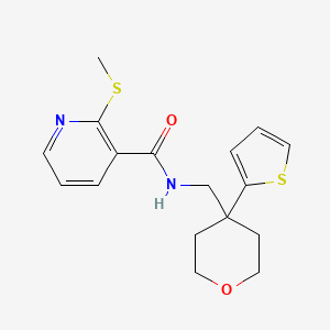 molecular formula C17H20N2O2S2 B2923159 2-(methylthio)-N-((4-(thiophen-2-yl)tetrahydro-2H-pyran-4-yl)methyl)nicotinamide CAS No. 1210897-93-0