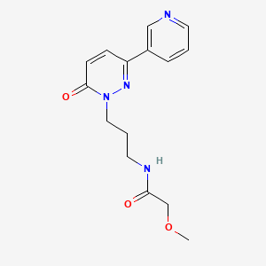 molecular formula C15H18N4O3 B2923165 2-methoxy-N-(3-(6-oxo-3-(pyridin-3-yl)pyridazin-1(6H)-yl)propyl)acetamide CAS No. 1021210-26-3