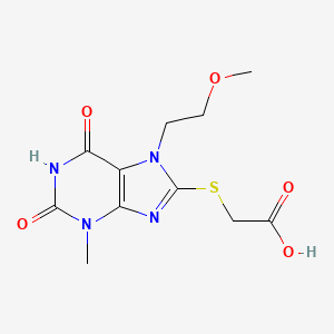 2-((7-(2-methoxyethyl)-3-methyl-2,6-dioxo-2,3,6,7-tetrahydro-1H-purin-8-yl)thio)acetic acid