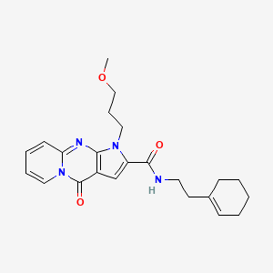 molecular formula C23H28N4O3 B2923174 N-(2-(环己-1-烯-1-基)乙基)-1-(3-甲氧基丙基)-4-氧代-1,4-二氢吡啶并[1,2-a]吡咯并[2,3-d]嘧啶-2-甲酰胺 CAS No. 900895-43-4