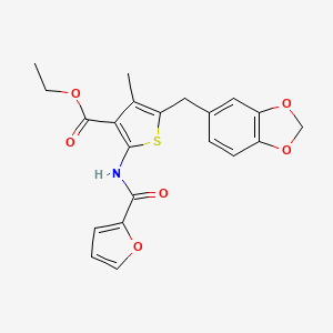 ethyl 5-[(2H-1,3-benzodioxol-5-yl)methyl]-2-(furan-2-amido)-4-methylthiophene-3-carboxylate