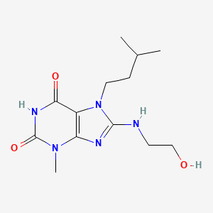 molecular formula C13H21N5O3 B2923187 8-((2-羟乙基)氨基)-7-异戊基-3-甲基-1H-嘌呤-2,6(3H,7H)-二酮 CAS No. 376380-98-2