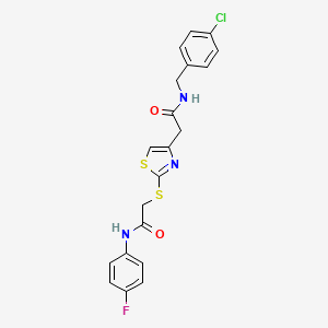 molecular formula C20H17ClFN3O2S2 B2923197 N-(4-氯苄基)-2-(2-((2-((4-氟苯基)氨基)-2-氧代乙基)硫代)噻唑-4-基)乙酰胺 CAS No. 941874-19-7