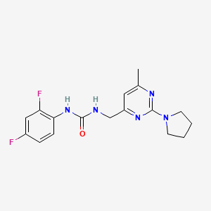 molecular formula C17H19F2N5O B2923201 1-(2,4-二氟苯基)-3-((6-甲基-2-(吡咯烷-1-基)嘧啶-4-基)甲基)脲 CAS No. 1797330-59-6