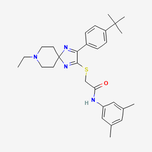 molecular formula C29H38N4OS B2923203 2-((3-(4-(叔丁基)苯基)-8-乙基-1,4,8-三氮杂螺[4.5]癸-1,3-二烯-2-基)硫代)-N-(3,5-二甲基苯基)乙酰胺 CAS No. 1189992-30-0