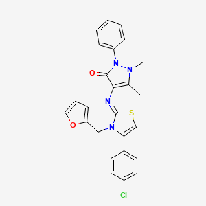 4-{[(2Z)-4-(4-chlorophenyl)-3-[(furan-2-yl)methyl]-2,3-dihydro-1,3-thiazol-2-ylidene]amino}-1,5-dimethyl-2-phenyl-2,3-dihydro-1H-pyrazol-3-one