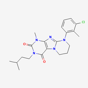 molecular formula C21H26ClN5O2 B2923215 9-(3-chloro-2-methylphenyl)-3-isopentyl-1-methyl-6,7,8,9-tetrahydropyrimido[2,1-f]purine-2,4(1H,3H)-dione CAS No. 877616-84-7