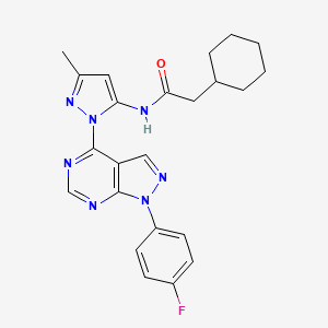 2-cyclohexyl-N-(1-(1-(4-fluorophenyl)-1H-pyrazolo[3,4-d]pyrimidin-4-yl)-3-methyl-1H-pyrazol-5-yl)acetamide