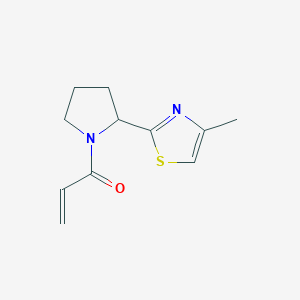 molecular formula C11H14N2OS B2923229 1-[2-(4-Methyl-1,3-thiazol-2-yl)pyrrolidin-1-yl]prop-2-en-1-one CAS No. 2185981-18-2