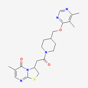 3-(2-(4-(((5,6-dimethylpyrimidin-4-yl)oxy)methyl)piperidin-1-yl)-2-oxoethyl)-6-methyl-2,3-dihydro-5H-thiazolo[3,2-a]pyrimidin-5-one