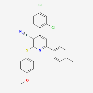 4-(2,4-Dichlorophenyl)-2-[(4-methoxyphenyl)sulfanyl]-6-(4-methylphenyl)nicotinonitrile