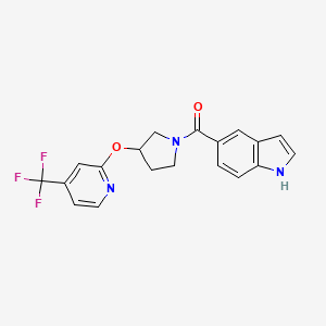 molecular formula C19H16F3N3O2 B2923252 (1H-吲哚-5-基)(3-((4-(三氟甲基)吡啶-2-基)氧基)吡咯啉-1-基)甲酮 CAS No. 2034391-64-3