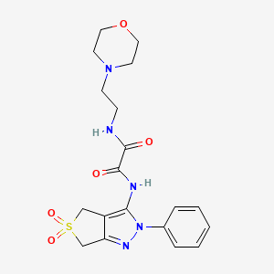 molecular formula C19H23N5O5S B2923270 N1-(5,5-二氧化-2-苯基-4,6-二氢-2H-噻吩[3,4-c]吡唑-3-基)-N2-(2-吗啉乙基)草酰胺 CAS No. 899989-02-7