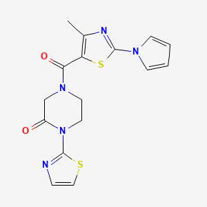4-(4-methyl-2-(1H-pyrrol-1-yl)thiazole-5-carbonyl)-1-(thiazol-2-yl)piperazin-2-one