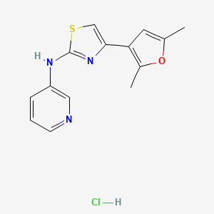 molecular formula C14H14ClN3OS B2923293 4-(2,5-dimethylfuran-3-yl)-N-(pyridin-3-yl)thiazol-2-amine hydrochloride CAS No. 2034325-17-0