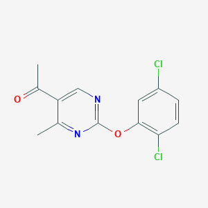 molecular formula C13H10Cl2N2O2 B2923295 1-[2-(2,5-Dichlorophenoxy)-4-methyl-5-pyrimidinyl]-1-ethanone CAS No. 478047-64-2