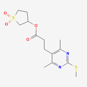 molecular formula C14H20N2O4S2 B2923301 1,1-Dioxo-1lambda6-thiolan-3-yl 3-[4,6-dimethyl-2-(methylsulfanyl)pyrimidin-5-yl]propanoate CAS No. 1795478-56-6