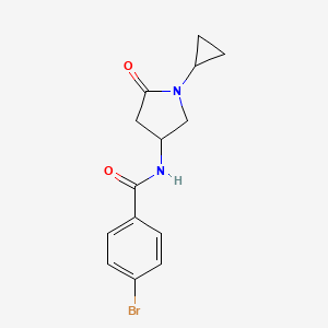 molecular formula C14H15BrN2O2 B2923308 4-bromo-N-(1-cyclopropyl-5-oxopyrrolidin-3-yl)benzamide CAS No. 1351622-64-4