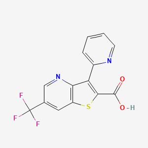 molecular formula C14H7F3N2O2S B2923311 3-(2-Pyridinyl)-6-(trifluoromethyl)thieno[3,2-b]pyridine-2-carboxylic acid CAS No. 478080-12-5