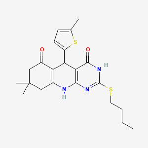 2-(butylsulfanyl)-8,8-dimethyl-5-(5-methylthiophen-2-yl)-5,8,9,10-tetrahydropyrimido[4,5-b]quinoline-4,6(3H,7H)-dione