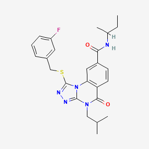 molecular formula C25H28FN5O2S B2923316 N-(sec-butyl)-1-((3-fluorobenzyl)thio)-4-isobutyl-5-oxo-4,5-dihydro-[1,2,4]triazolo[4,3-a]quinazoline-8-carboxamide CAS No. 1114830-53-3