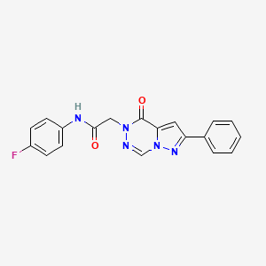 molecular formula C19H14FN5O2 B2923317 N-(4-fluorophenyl)-2-(oxo-8-phenylpyrazolo[1,5-d][1,2,4]triazin-1-yl)acetamide CAS No. 1021020-46-1