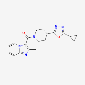 molecular formula C19H21N5O2 B2923319 (4-(5-Cyclopropyl-1,3,4-oxadiazol-2-yl)piperidin-1-yl)(2-methylimidazo[1,2-a]pyridin-3-yl)methanone CAS No. 1209263-00-2