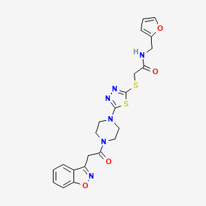 molecular formula C22H22N6O4S2 B2923332 2-((5-(4-(2-(benzo[d]isoxazol-3-yl)acetyl)piperazin-1-yl)-1,3,4-thiadiazol-2-yl)thio)-N-(furan-2-ylmethyl)acetamide CAS No. 1206988-95-5
