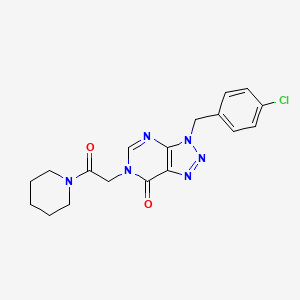 molecular formula C18H19ClN6O2 B2923336 3-(4-chlorobenzyl)-6-(2-oxo-2-(piperidin-1-yl)ethyl)-3H-[1,2,3]triazolo[4,5-d]pyrimidin-7(6H)-one CAS No. 847383-61-3