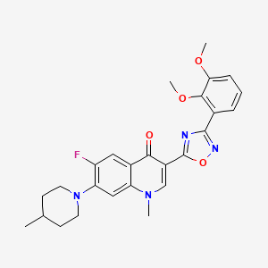 molecular formula C26H27FN4O4 B2923340 3-[3-(2,3-dimethoxyphenyl)-1,2,4-oxadiazol-5-yl]-6-fluoro-1-methyl-7-(4-methylpiperidin-1-yl)quinolin-4(1H)-one CAS No. 1110984-90-1