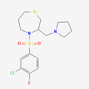 4-((3-Chloro-4-fluorophenyl)sulfonyl)-3-(pyrrolidin-1-ylmethyl)-1,4-thiazepane