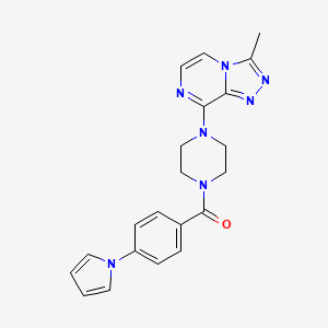 molecular formula C21H21N7O B2923376 (4-(1H-pyrrol-1-yl)phenyl)(4-(3-methyl-[1,2,4]triazolo[4,3-a]pyrazin-8-yl)piperazin-1-yl)methanone CAS No. 2034268-25-0