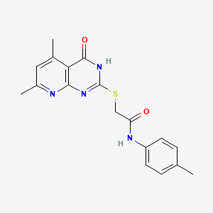 molecular formula C18H18N4O2S B2923378 2-(4-Hydroxy-5,7-dimethyl-pyrido[2,3-d]pyrimidin-2-ylsulfanyl)-N-p-tolyl-acetamide CAS No. 799256-05-6