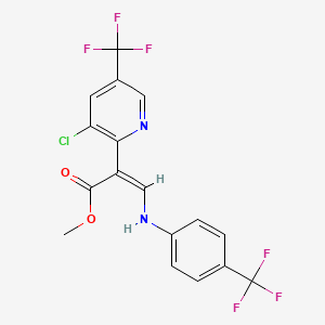 molecular formula C17H11ClF6N2O2 B2923387 甲基(Z)-2-[3-氯-5-(三氟甲基)-2-吡啶基]-3-[4-(三氟甲基)苯胺基]-2-丙烯酸酯 CAS No. 477888-10-1