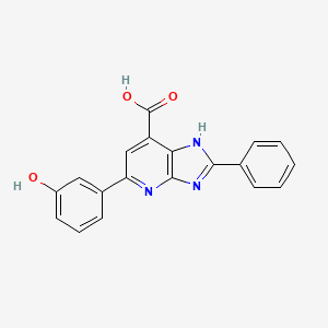 molecular formula C19H13N3O3 B2923407 5-(3-hydroxyphenyl)-2-phenyl-3H-imidazo[4,5-b]pyridine-7-carboxylic acid CAS No. 1021083-32-8