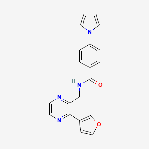 molecular formula C20H16N4O2 B2923419 N-((3-(呋喃-3-基)吡嗪-2-基)甲基)-4-(1H-吡咯-1-基)苯甲酰胺 CAS No. 2191404-03-0