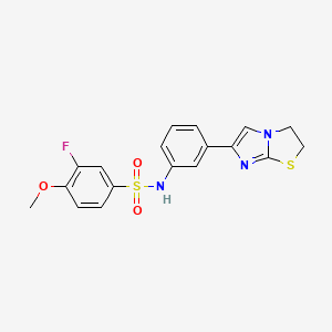 molecular formula C18H16FN3O3S2 B2923439 N-(3-(2,3-二氢咪唑并[2,1-b]噻唑-6-基)苯基)-3-氟-4-甲氧基苯磺酰胺 CAS No. 893971-17-0