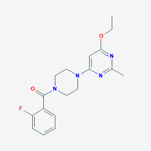 molecular formula C18H21FN4O2 B2923447 (4-(6-Ethoxy-2-methylpyrimidin-4-yl)piperazin-1-yl)(2-fluorophenyl)methanone CAS No. 946248-32-4