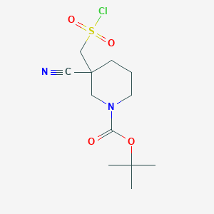molecular formula C12H19ClN2O4S B2923458 叔丁基 3-(氯磺酰甲基)-3-氰基哌啶-1-羧酸酯 CAS No. 2361634-02-6