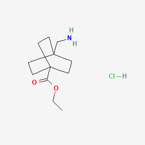 molecular formula C12H22ClNO2 B2923461 Ethyl 4-(aminomethyl)bicyclo[2.2.2]octane-1-carboxylate hydrochloride CAS No. 54829-95-7