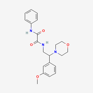 molecular formula C21H25N3O4 B2923469 N1-(2-(3-甲氧基苯基)-2-吗啉基乙基)-N2-苯基草酰胺 CAS No. 941976-38-1
