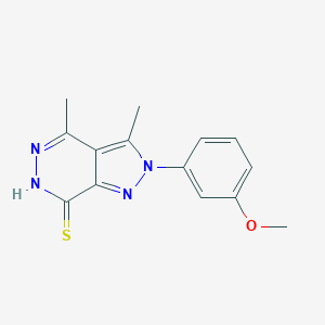 molecular formula C14H14N4OS B292347 2-(3-methoxyphenyl)-3,4-dimethyl-2,6-dihydro-7H-pyrazolo[3,4-d]pyridazine-7-thione 