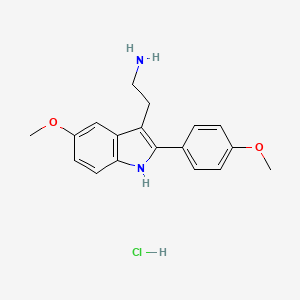molecular formula C18H21ClN2O2 B2923474 2-[5-甲氧基-2-(4-甲氧基苯基)-1H-吲哚-3-基]乙胺盐酸盐 CAS No. 1552163-47-9