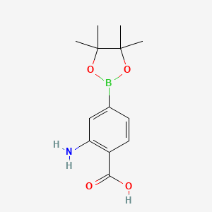 molecular formula C13H18BNO4 B2923480 2-Amino-4-(tetramethyl-1,3,2-dioxaborolan-2-yl)benzoic acid CAS No. 2377609-54-4