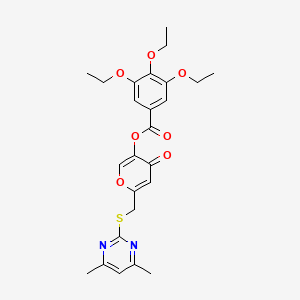 molecular formula C25H28N2O7S B2923491 6-(((4,6-二甲基嘧啶-2-基)硫代)甲基)-4-氧代-4H-吡喃-3-基 3,4,5-三乙氧基苯甲酸酯 CAS No. 877636-10-7