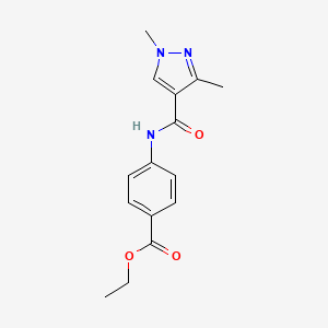 molecular formula C15H17N3O3 B2923505 ethyl 4-(1,3-dimethyl-1H-pyrazole-4-carboxamido)benzoate CAS No. 1170546-50-5