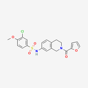 molecular formula C21H19ClN2O5S B2923508 3-chloro-N-(2-(furan-2-carbonyl)-1,2,3,4-tetrahydroisoquinolin-7-yl)-4-methoxybenzenesulfonamide CAS No. 955724-31-9
