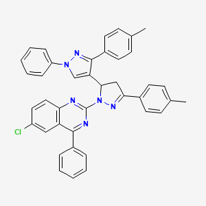 6-Chloro-2-[5-(4-methylphenyl)-3-[3-(4-methylphenyl)-1-phenylpyrazol-4-yl]-3,4-dihydropyrazol-2-yl]-4-phenylquinazoline