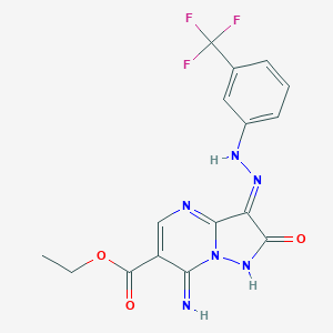 ethyl (3E)-7-imino-2-oxo-3-[[3-(trifluoromethyl)phenyl]hydrazinylidene]-1H-pyrazolo[1,5-a]pyrimidine-6-carboxylate